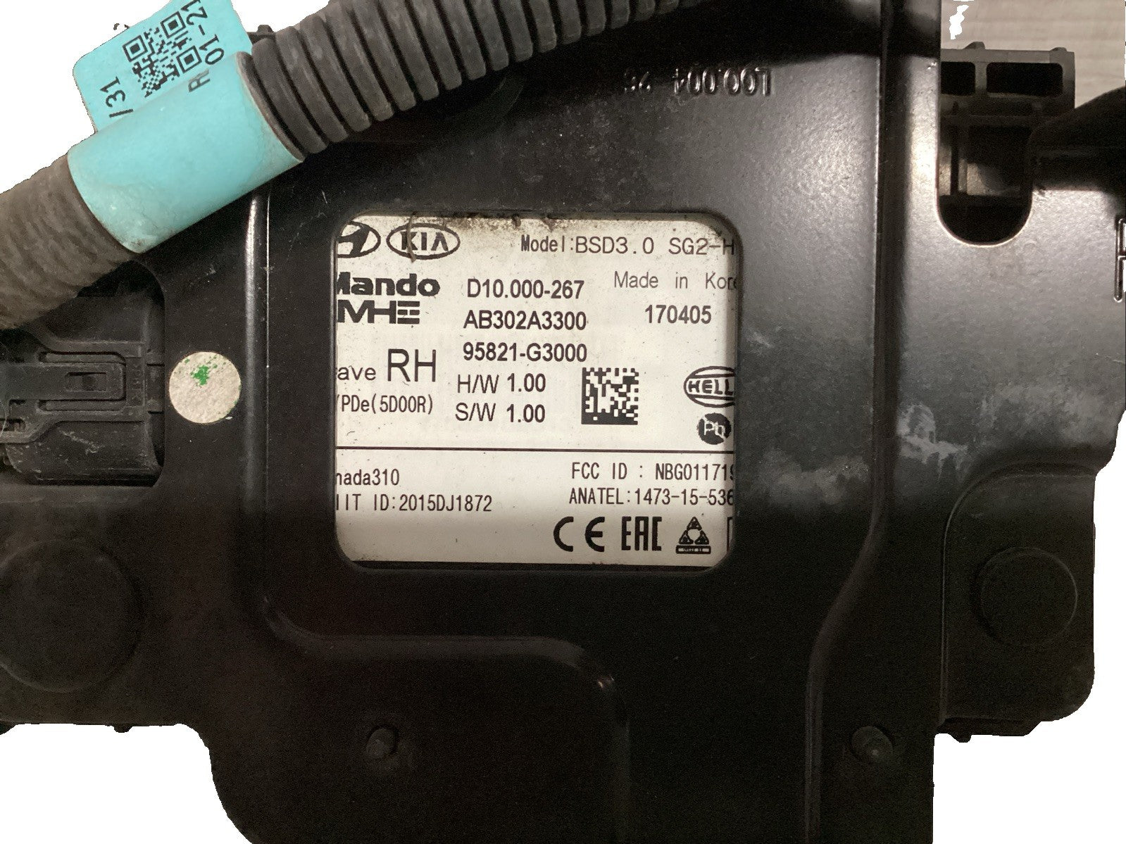 2019 Hyundai I30 SR Right Rear Blind Spot Module Part No-95821-G30001