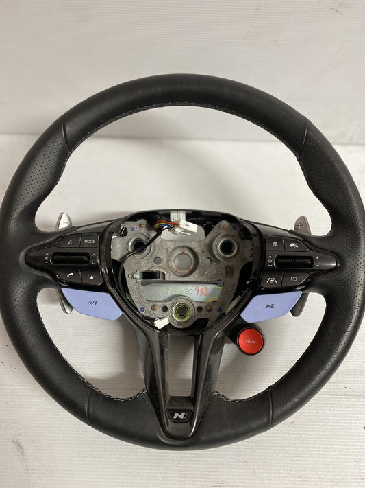 HYUNDAI I30 CN7 N BLACK LEATHER Blue Stitching STEERING WHEEL 2020-20230
